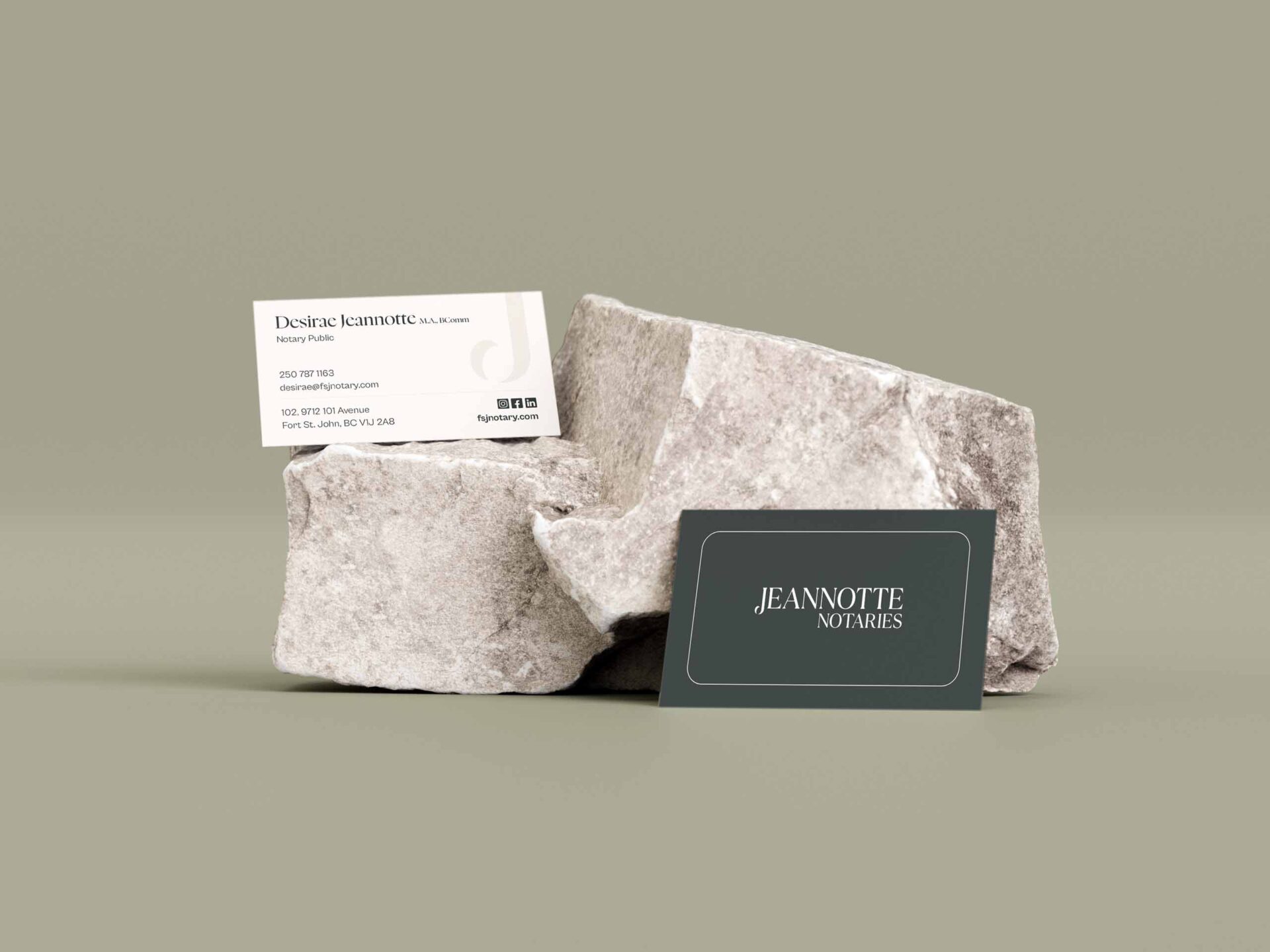 Jeannotte Notaries Studiothink Business Cards Agency Brand Materials